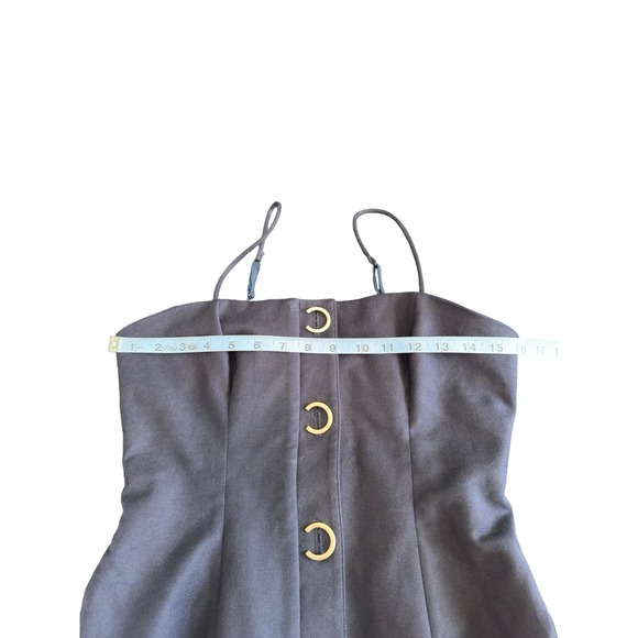 Finders Keepers Navy Blue Rae Gold Button Sleeveless Midi Pencil Dress Size 6 - Picture 11 of 12